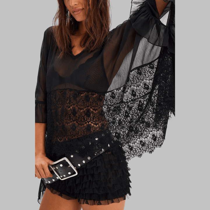 LEONA™ - Classy V - Neck Batwing Sleeve Cover - Up Top - Beaumonts Closet Toronto
