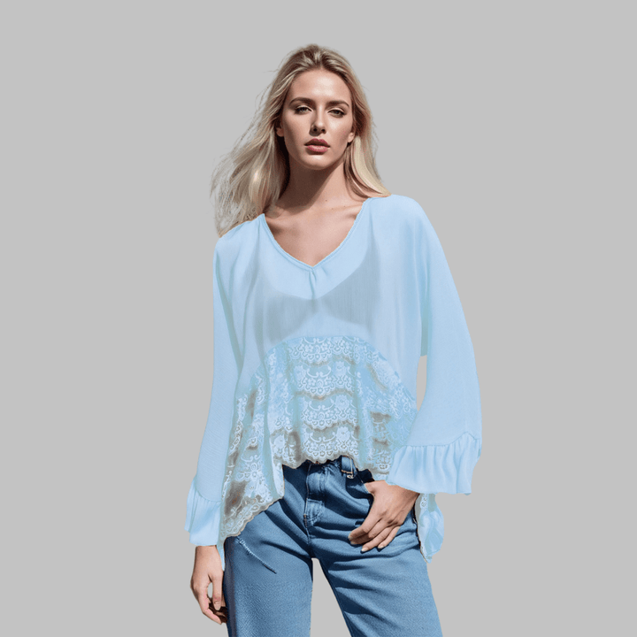LEONA™ - Classy V - Neck Batwing Sleeve Cover - Up Top - Beaumonts Closet Toronto