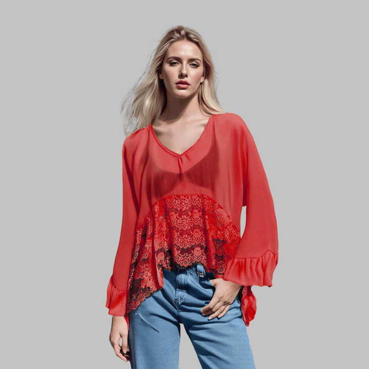 LEONA™ - Classy V - Neck Batwing Sleeve Cover - Up Top - Beaumonts Closet Toronto