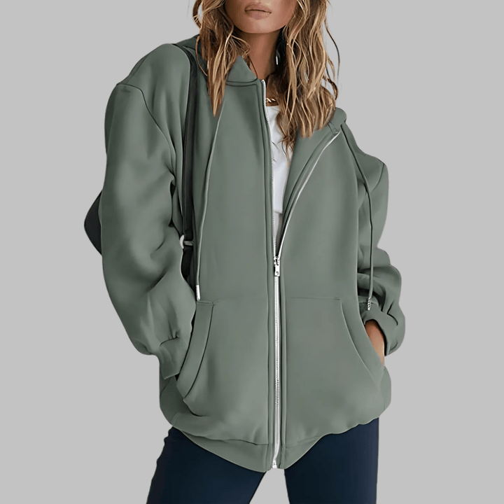 LILMA™ - Classic Zip Up Oversized Hooded Jacket - Beaumonts Closet Toronto