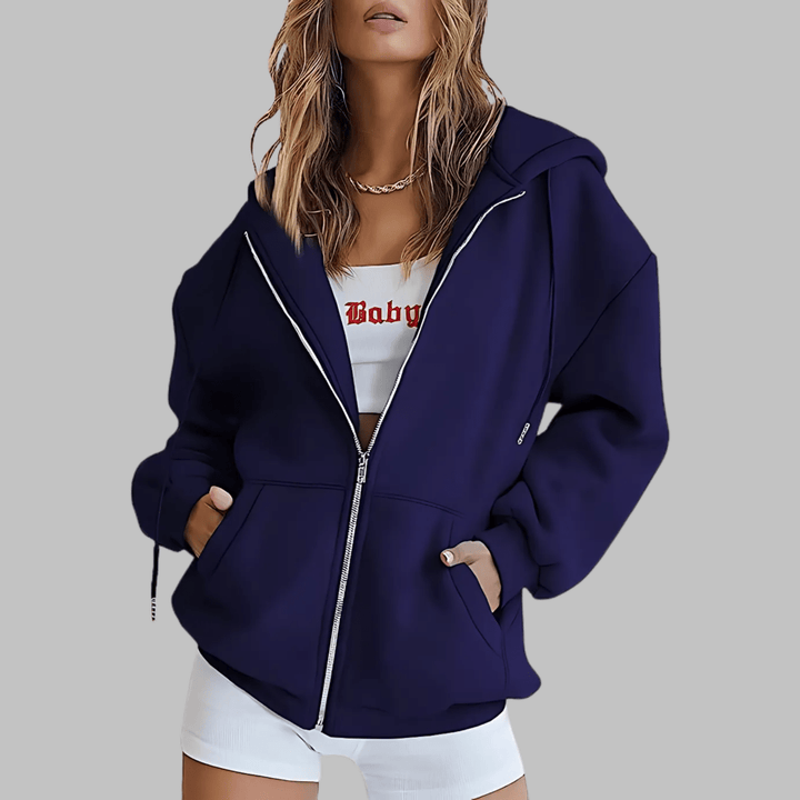 LILMA™ - Classic Zip Up Oversized Hooded Jacket - Beaumonts Closet Toronto
