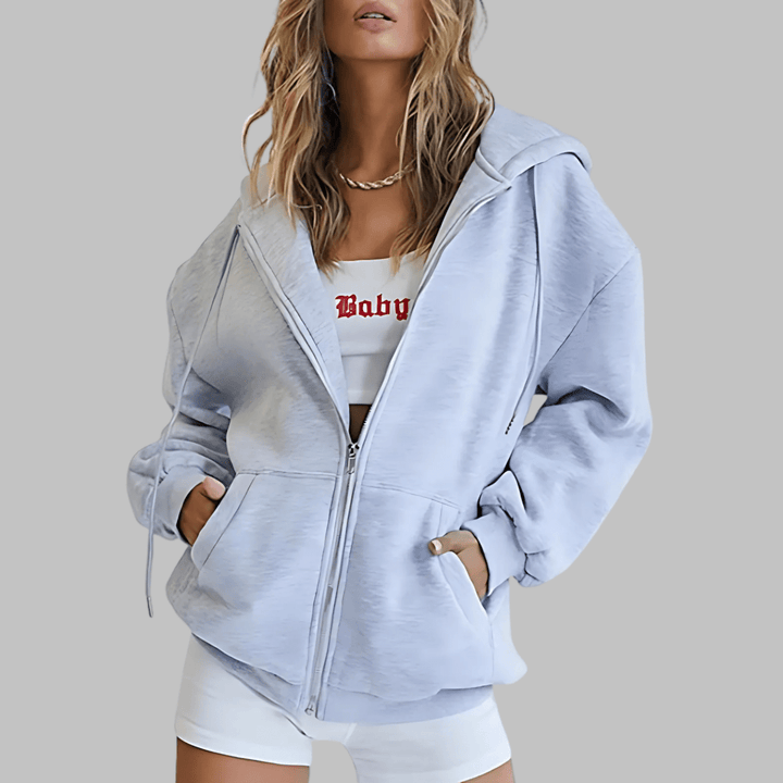 LILMA™ - Classic Zip Up Oversized Hooded Jacket - Beaumonts Closet Toronto