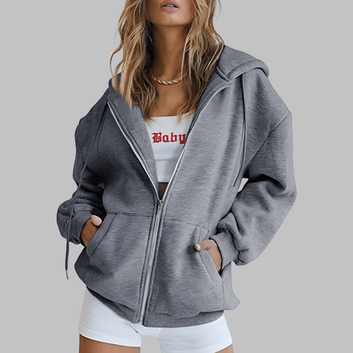 LILMA™ - Classic Zip Up Oversized Hooded Jacket - Beaumonts Closet Toronto