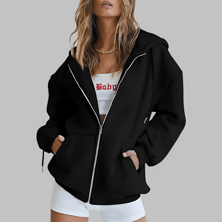 LILMA™ - Classic Zip Up Oversized Hooded Jacket - Beaumonts Closet Toronto