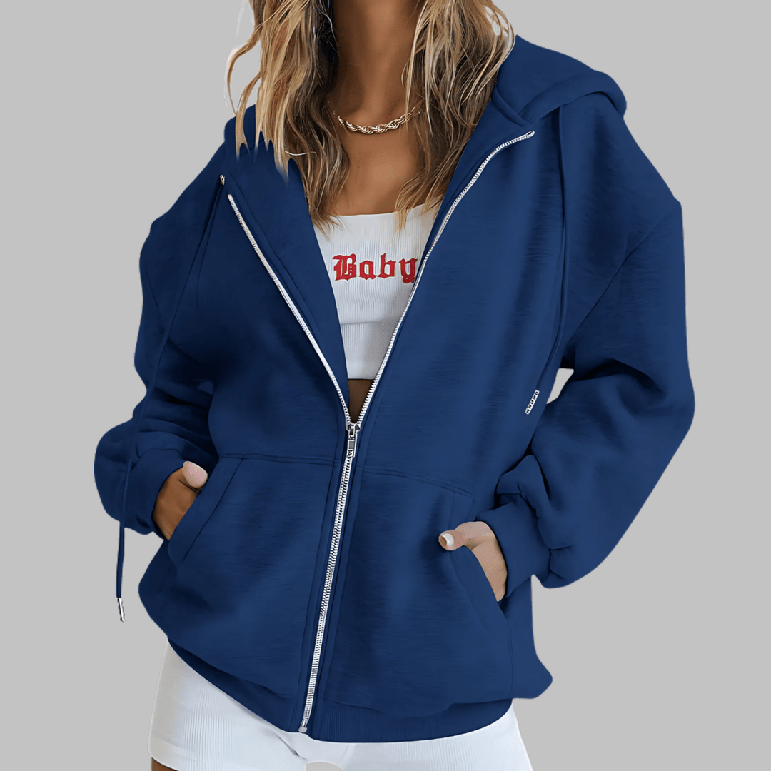 LILMA™ - Classic Zip Up Oversized Hooded Jacket - Beaumonts Closet Toronto