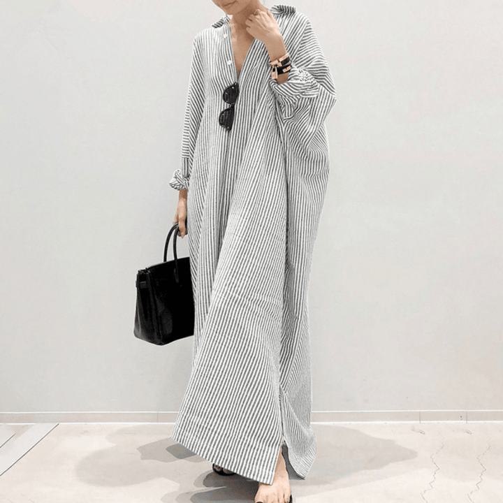 LINNAEA™ - Everyday Stripped Maxi Dress - Beaumonts Closet Toronto