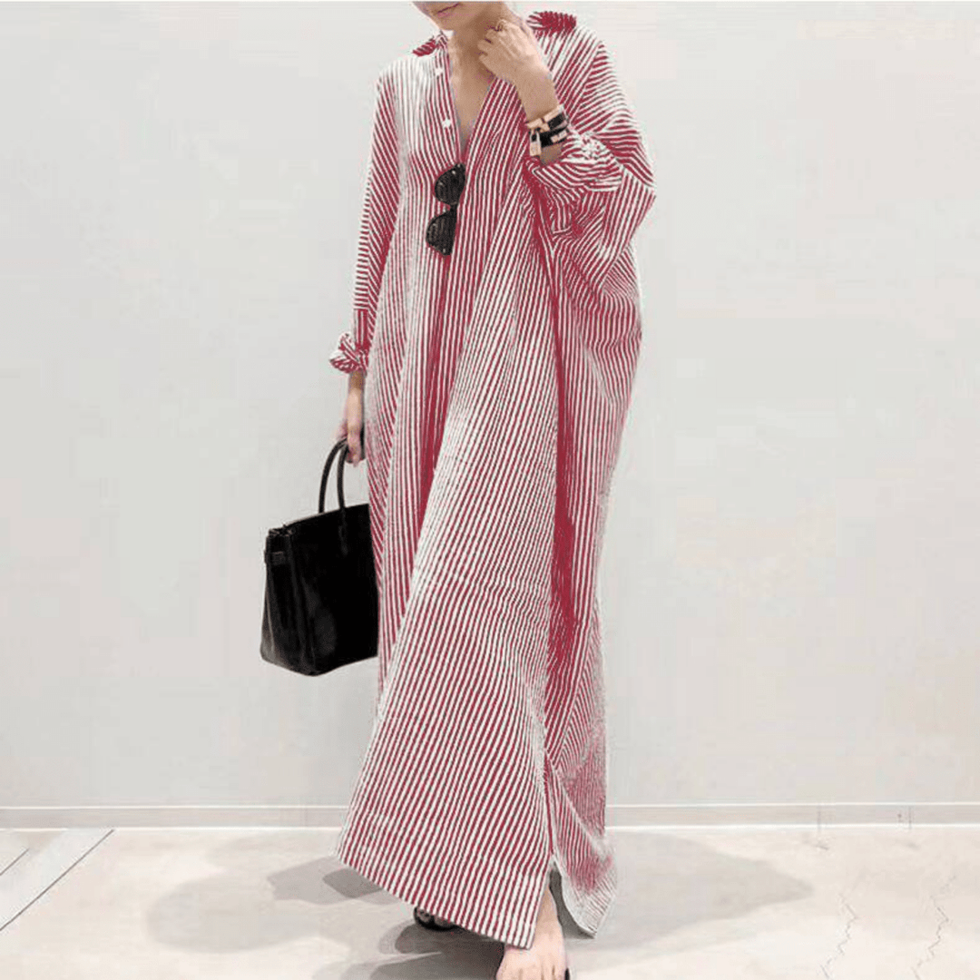 LINNAEA™ - Everyday Stripped Maxi Dress - Beaumonts Closet Toronto