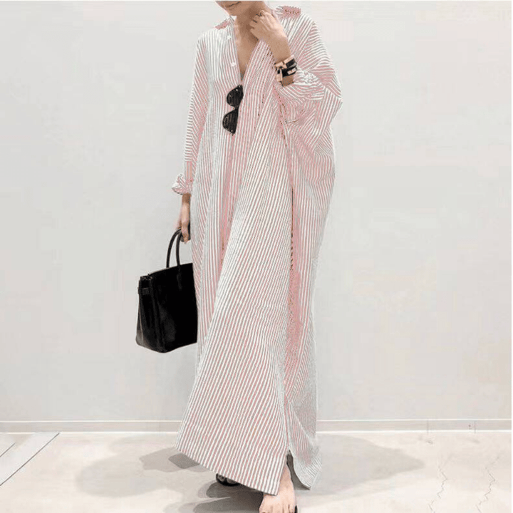 LINNAEA™ - Everyday Stripped Maxi Dress - Beaumonts Closet Toronto