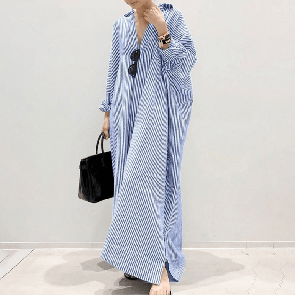 LINNAEA™ - Everyday Stripped Maxi Dress - Beaumonts Closet Toronto