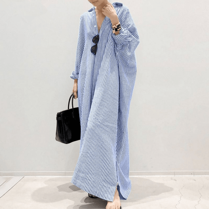 LINNAEA™ - Everyday Stripped Maxi Dress - Beaumonts Closet Toronto
