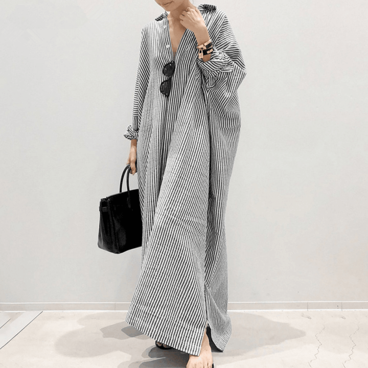 LINNAEA™ - Everyday Stripped Maxi Dress - Beaumonts Closet Toronto