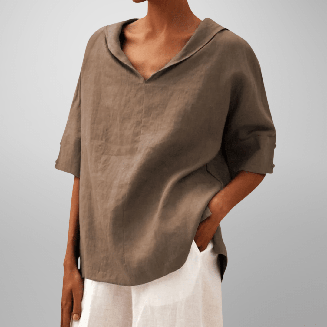 LUCY™ – Cotton Loose - Fitting Blouse - Beaumonts Closet Toronto