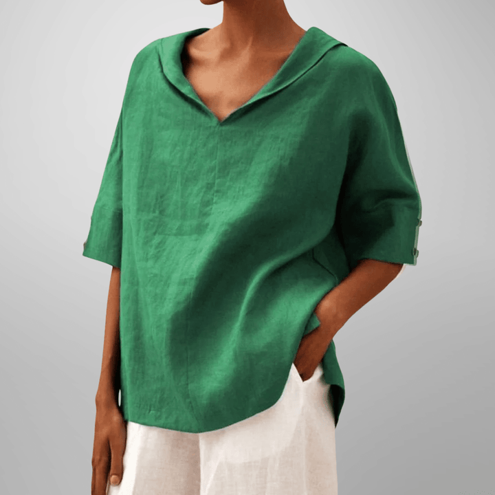 LUCY™ – Cotton Loose - Fitting Blouse - Beaumonts Closet Toronto