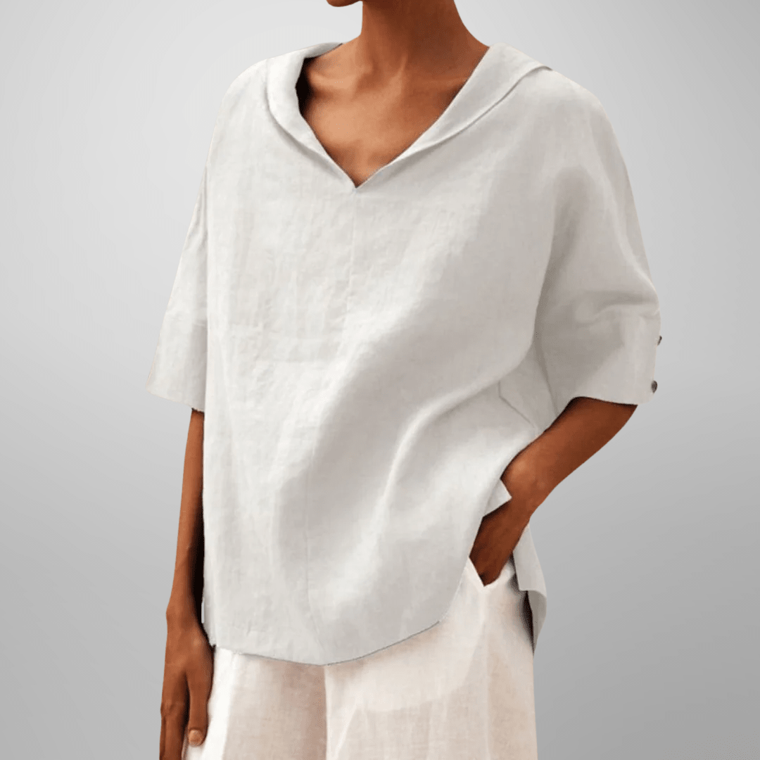 LUCY™ – Cotton Loose - Fitting Blouse - Beaumonts Closet Toronto