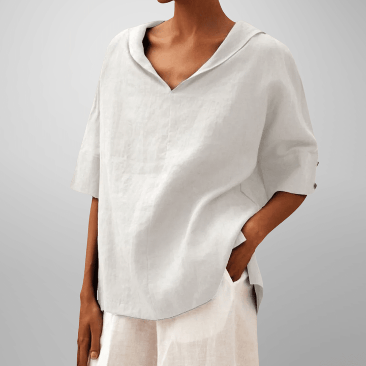 LUCY™ – Cotton Loose - Fitting Blouse - Beaumonts Closet Toronto