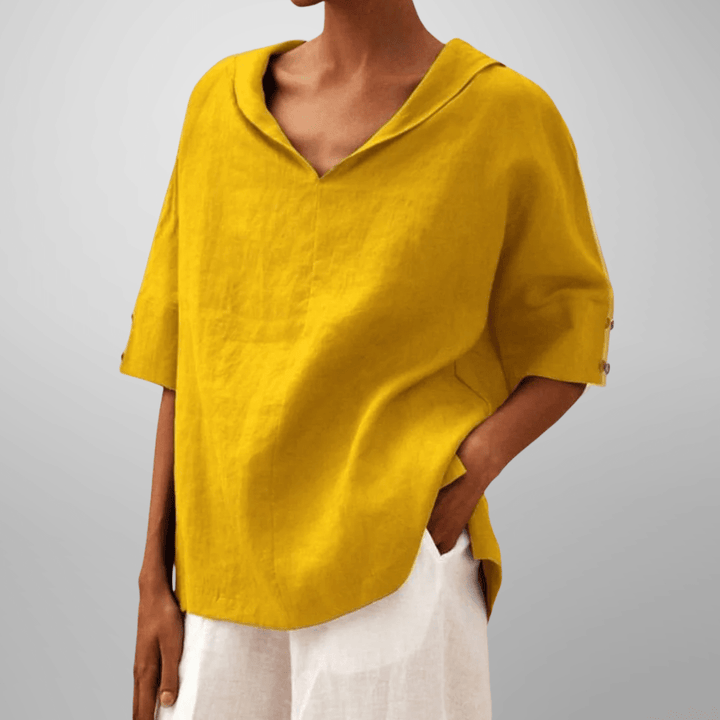 LUCY™ – Cotton Loose - Fitting Blouse - Beaumonts Closet Toronto