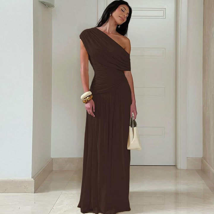 MANO™ - Elegant One Shoulder Evening Bodycon Maxi Dress - Beaumonts Closet Toronto