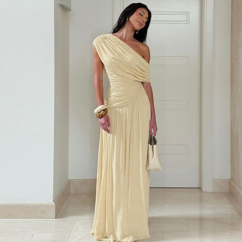 MANO™ - Elegant One Shoulder Evening Bodycon Maxi Dress - Beaumonts Closet Toronto