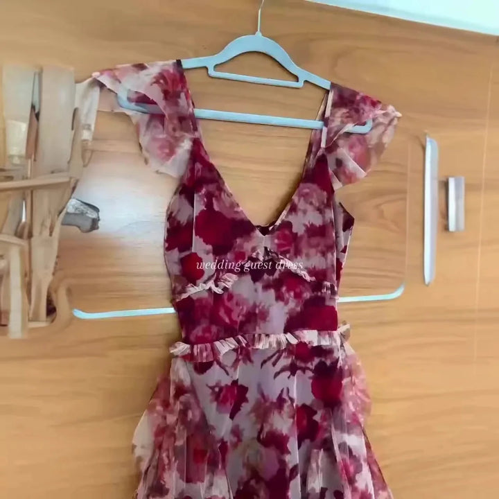 MARIELA™ – Romantic Floral Ruffle Maxi Dress - Beaumonts Closet Toronto