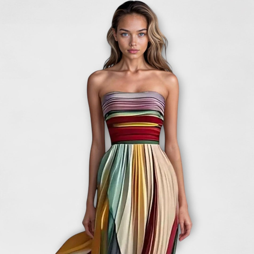 MARIGOLD™ – Bold & Flowing Strapless Dress - Beaumonts Closet Toronto
