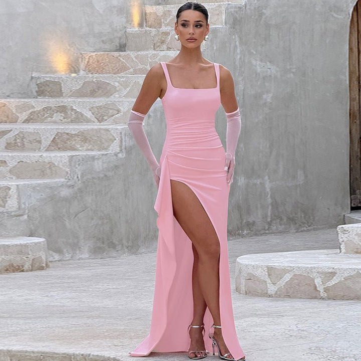 MARILYN™ - Elegant Formal Slip Maxi Dress with Open Back - Beaumonts Closet Toronto
