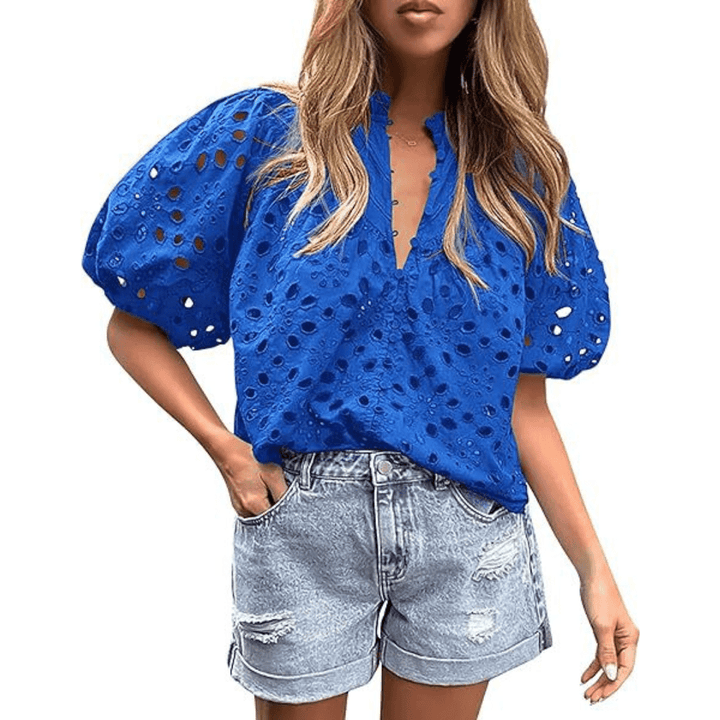 MAYUMI™ – Elegant Chic Puff Sleeve Long Sleeve Top - Beaumonts Closet Toronto