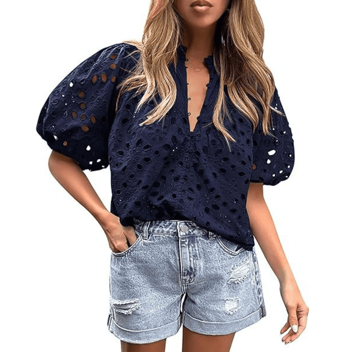 MAYUMI™ – Elegant Chic Puff Sleeve Long Sleeve Top - Beaumonts Closet Toronto