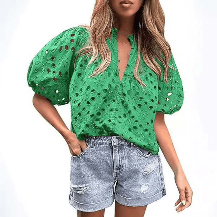 MAYUMI™ – Elegant Chic Puff Sleeve Long Sleeve Top - Beaumonts Closet Toronto