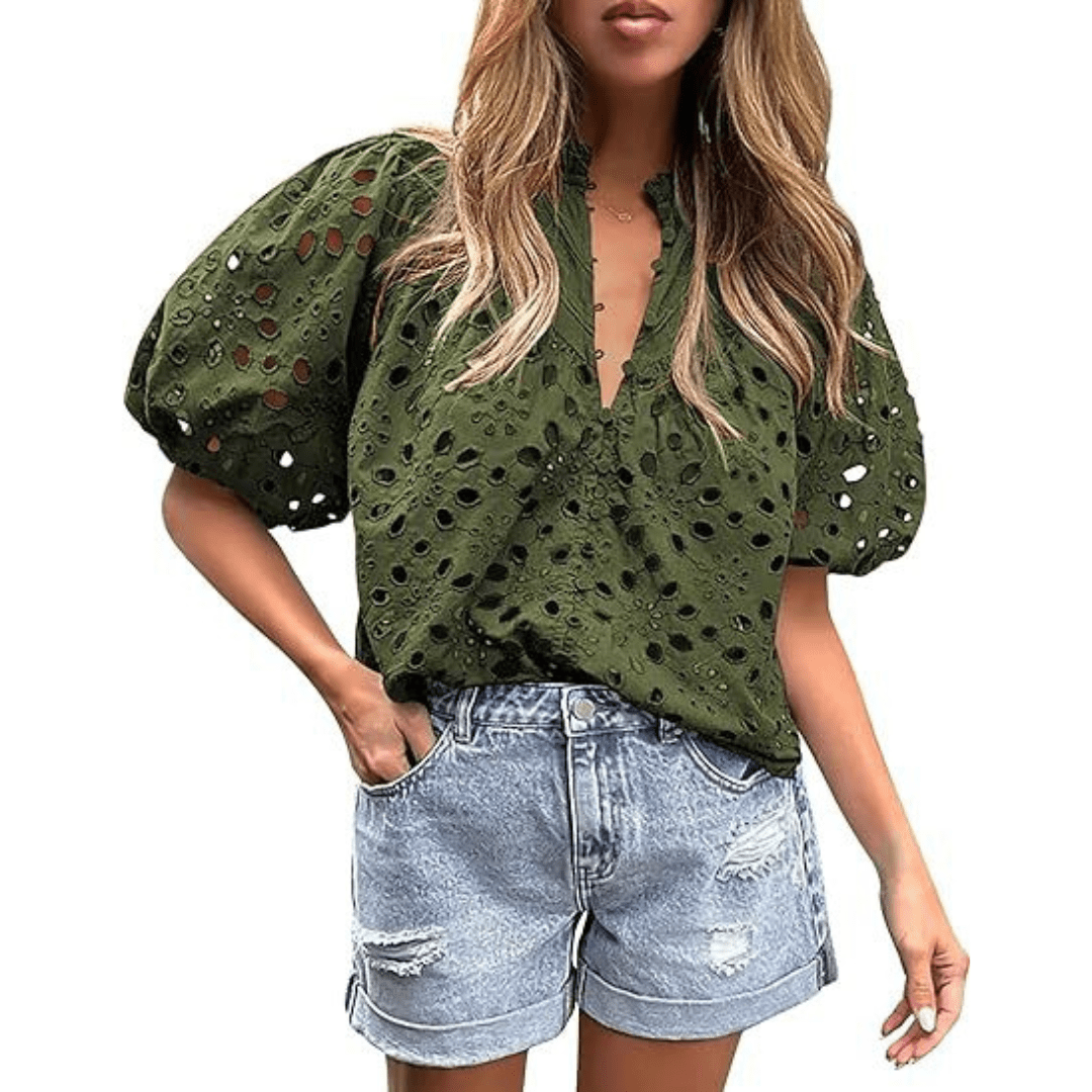 MAYUMI™ – Elegant Chic Puff Sleeve Long Sleeve Top - Beaumonts Closet Toronto