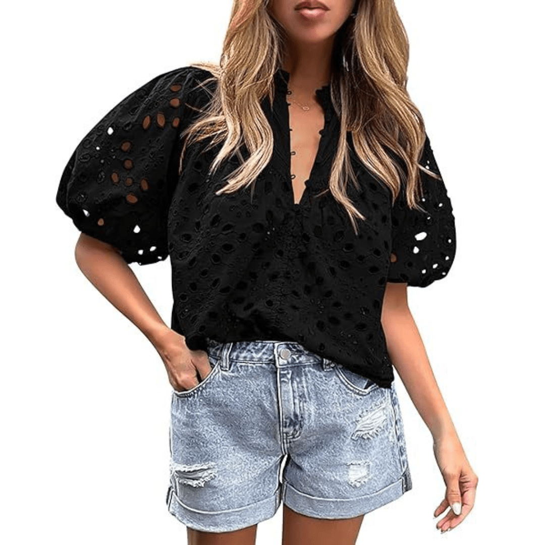 MAYUMI™ – Elegant Chic Puff Sleeve Long Sleeve Top - Beaumonts Closet Toronto