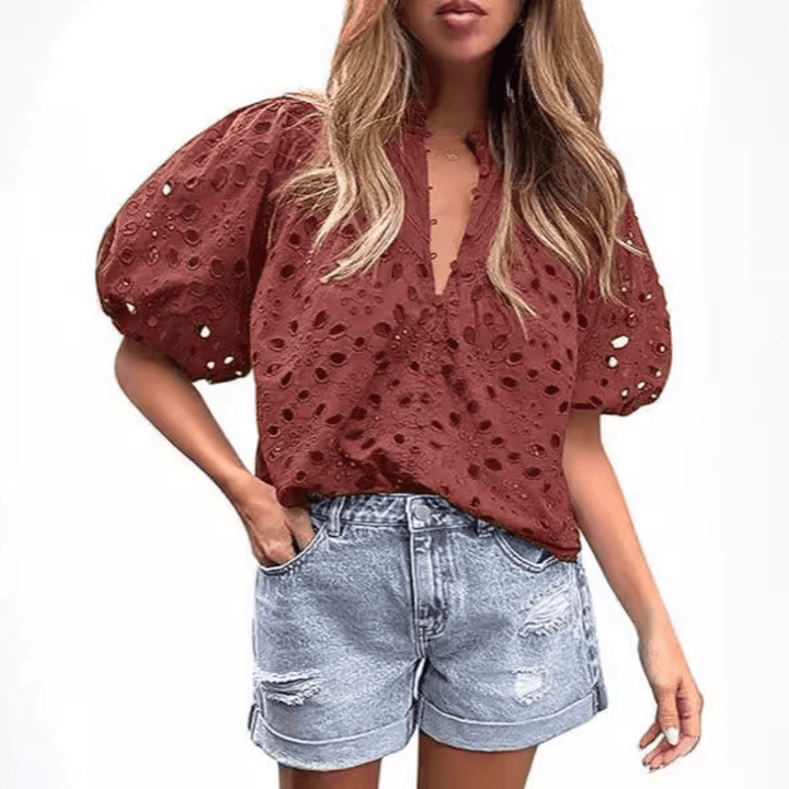 MAYUMI™ – Elegant Chic Puff Sleeve Long Sleeve Top - Beaumonts Closet Toronto