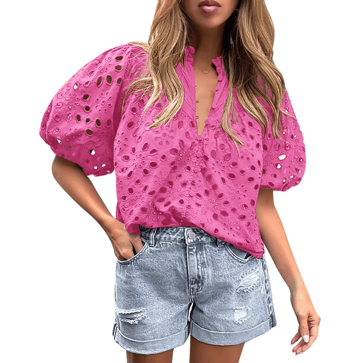 MAYUMI™ – Elegant Chic Puff Sleeve Long Sleeve Top - Beaumonts Closet Toronto
