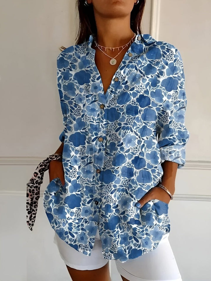 MELODIE™ – Elegant Floral Button Shirt - Beaumonts Closet Toronto