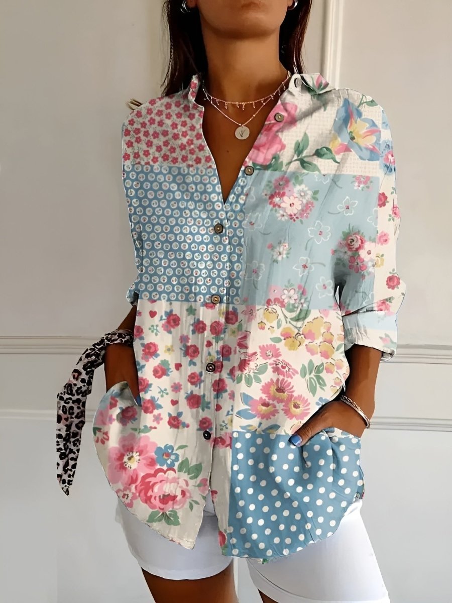 MELODIE™ – Elegant Floral Button Shirt - Beaumonts Closet Toronto