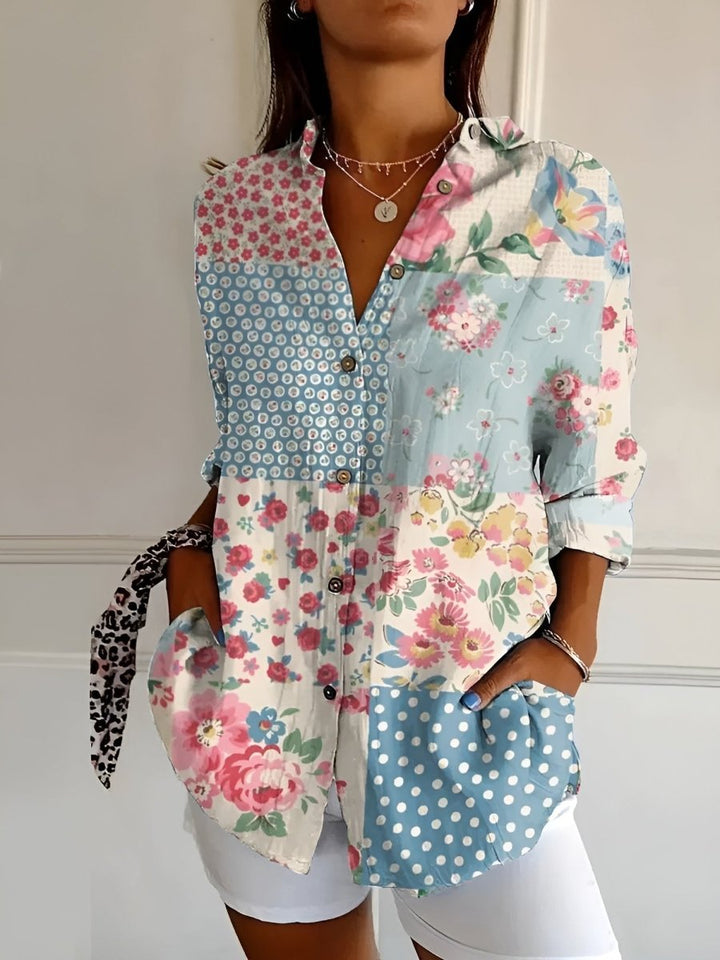 MELODIE™ – Elegant Floral Button Shirt - Beaumonts Closet Toronto