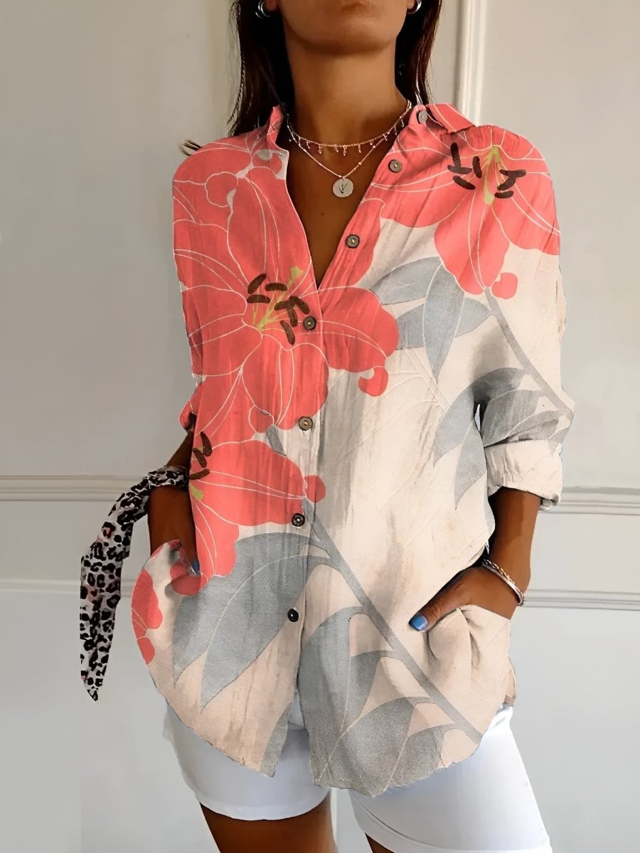 MELODIE™ – Elegant Floral Button Shirt - Beaumonts Closet Toronto
