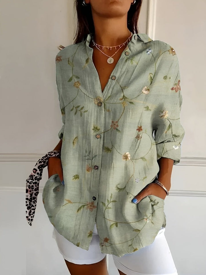 MELODIE™ – Elegant Floral Button Shirt - Beaumonts Closet Toronto