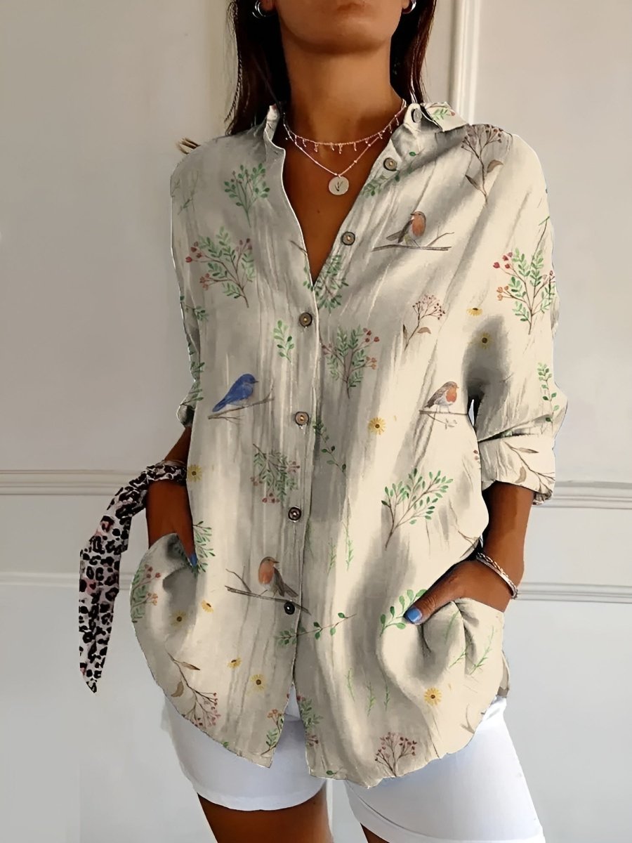 MELODIE™ – Elegant Floral Button Shirt - Beaumonts Closet Toronto