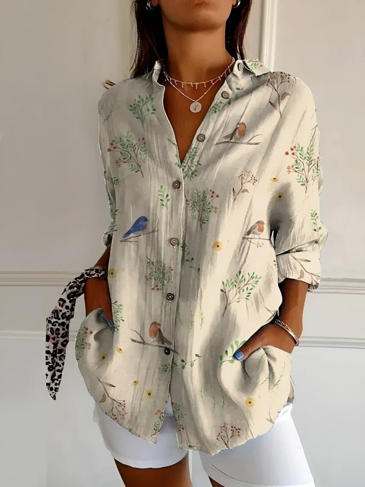 MELODIE™ – Elegant Floral Button Shirt - Beaumonts Closet Toronto