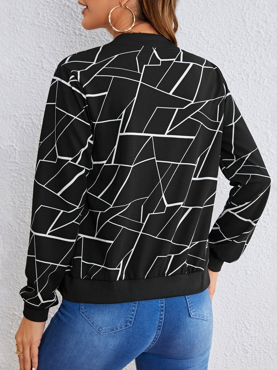 MILA™ | Artistic Pattern Zip - Up Jacket - Beaumonts Closet Toronto