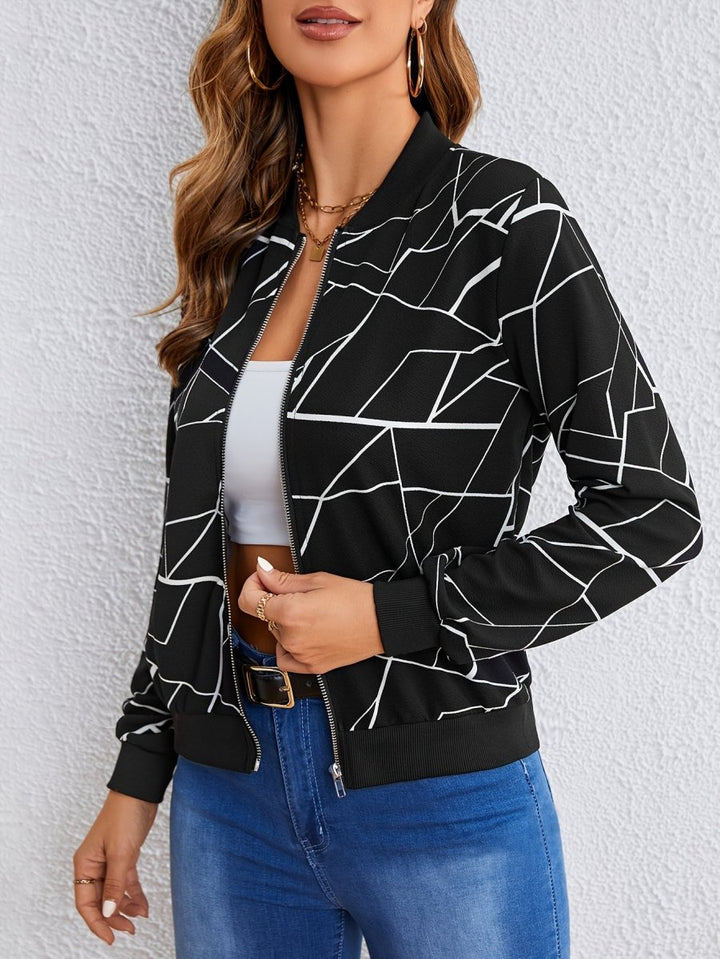 MILA™ | Artistic Pattern Zip - Up Jacket - Beaumonts Closet Toronto