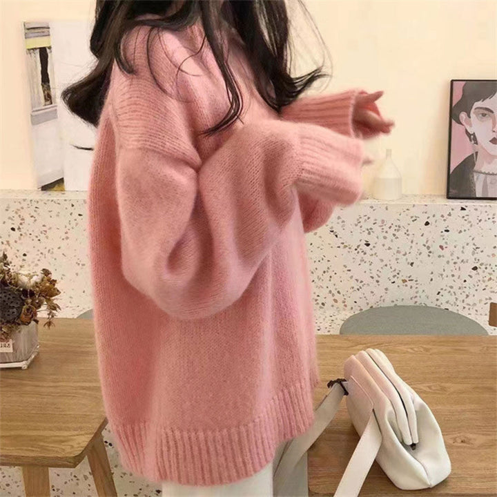 MIOLA™ - Casual Long Sleeve Round Neck Sweater Beaumonts Closet Toronto Pink One Size 