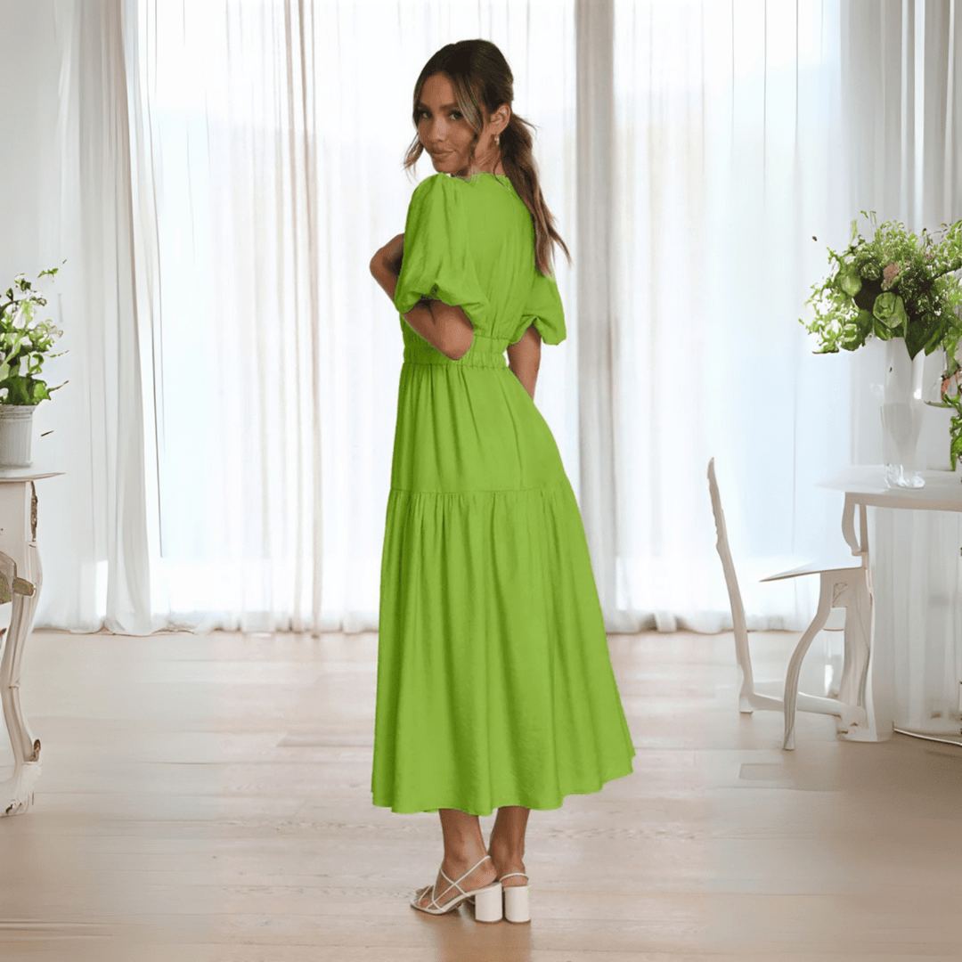 NAMU™ - Classy V - Neck Long Sleeve A - Line Maxi Dress - Beaumonts Closet Toronto