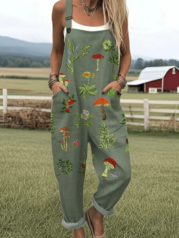 Nature - Inspired Embroidery Jumpsuit - Beaumonts Closet Toronto