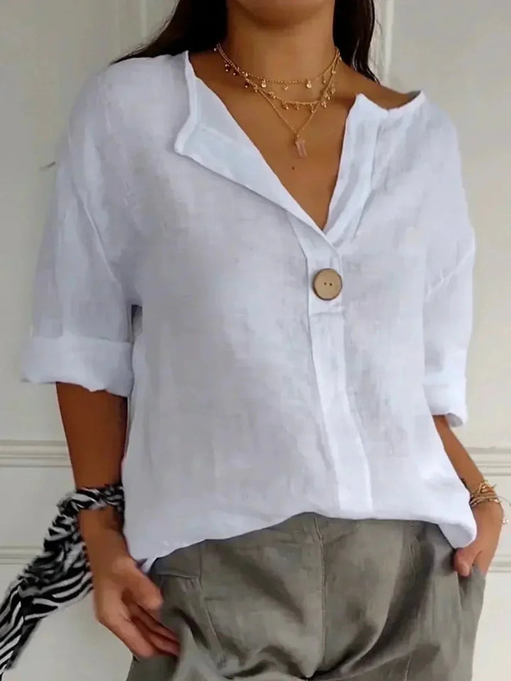 NAYLA™ - Casual V - Neck Blouse - Beaumonts Closet Toronto