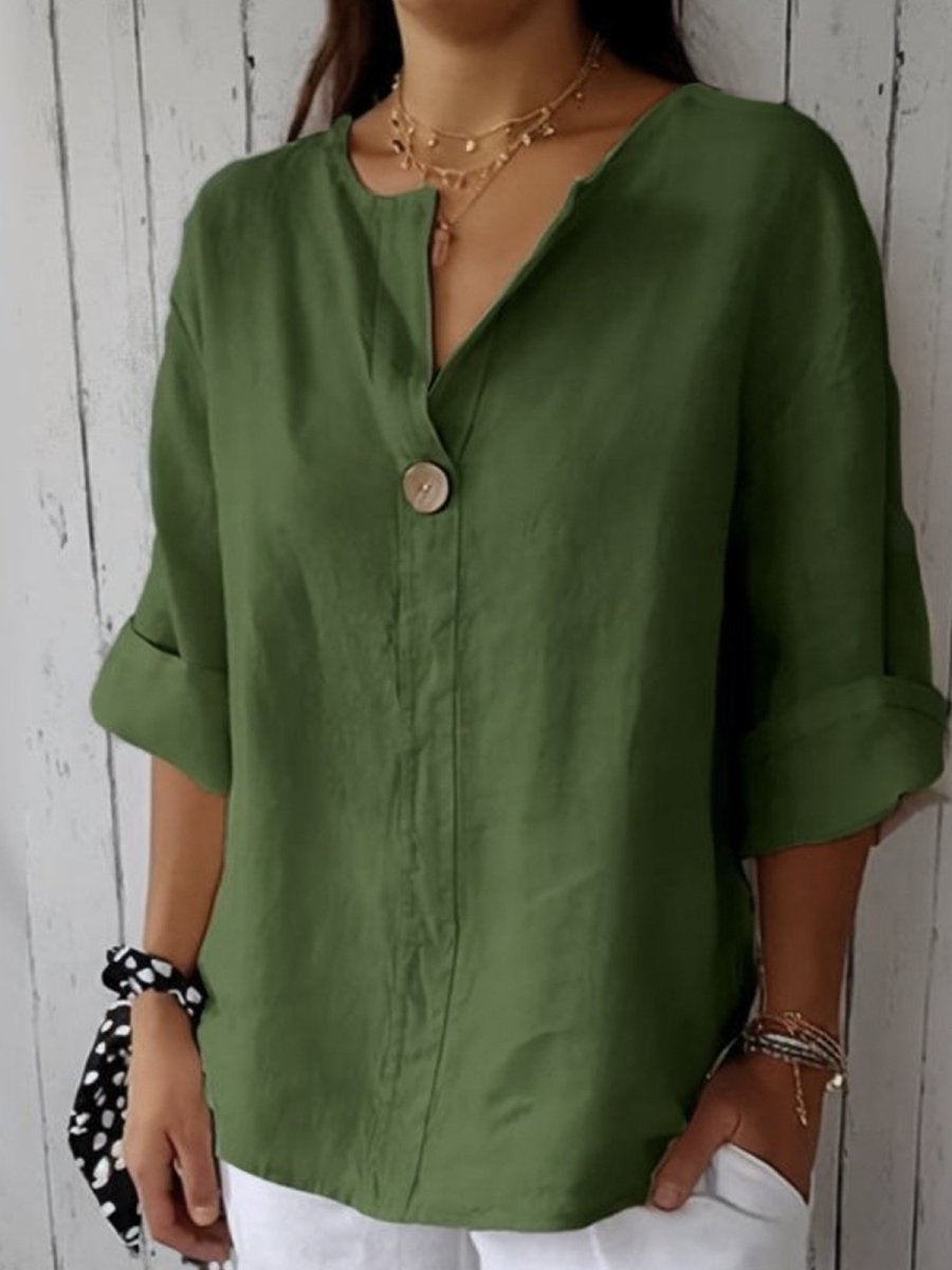 NAYLA™ - Casual V - Neck Blouse - Beaumonts Closet Toronto
