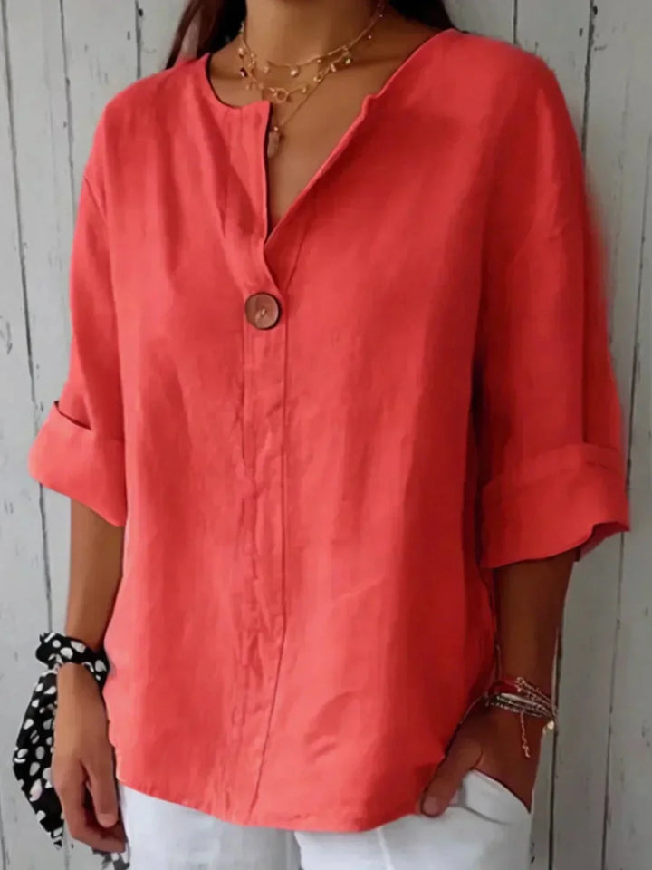 NAYLA™ - Casual V - Neck Blouse - Beaumonts Closet Toronto