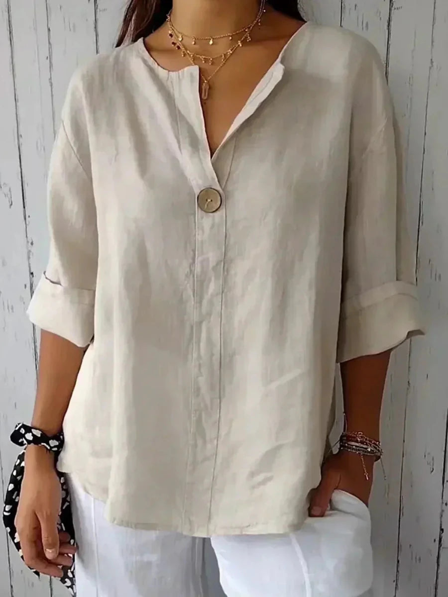 NAYLA™ - Casual V - Neck Blouse - Beaumonts Closet Toronto