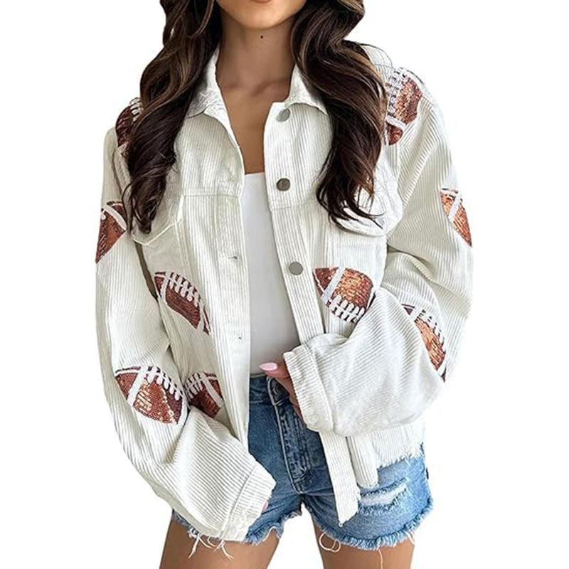 NERISSA™ - Chic Cropped Oversized Button Down Football Jacket - Beaumonts Closet Toronto