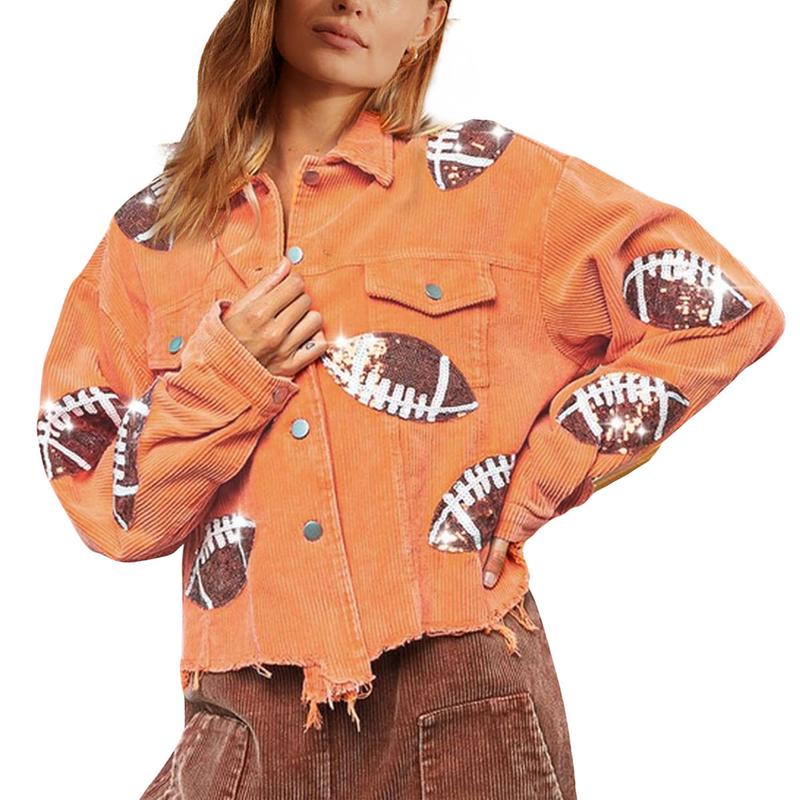 NERISSA™ - Chic Cropped Oversized Button Down Football Jacket - Beaumonts Closet Toronto
